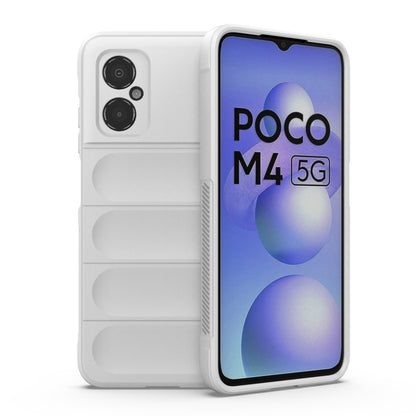 White phone case with textured panels, camera cutouts, and raised edges