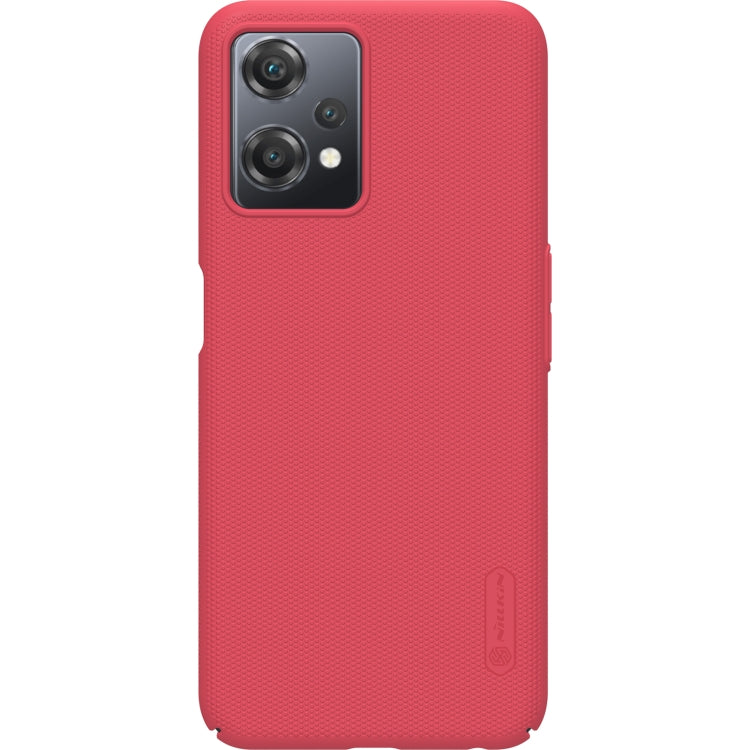 Red frosted phone case with raised camera cutout for a modern smartphone