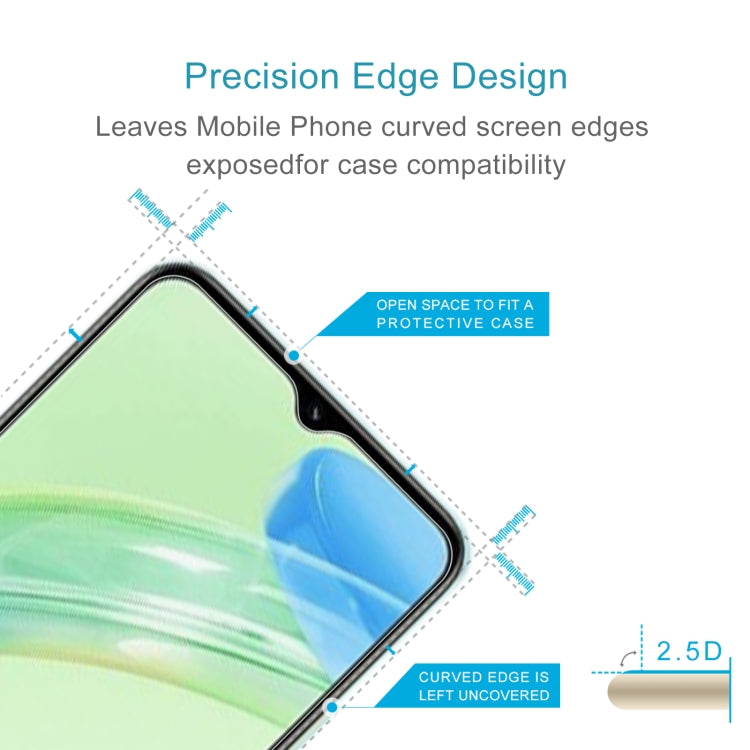 2.5D tempered glass screen protector showing curved edge coverage for case compatibility
