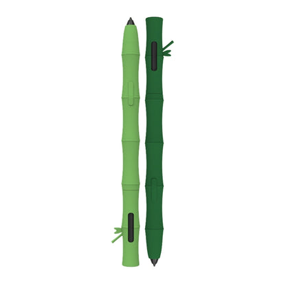 Light and dark green silicone gel stylus cases with open caps, pair view