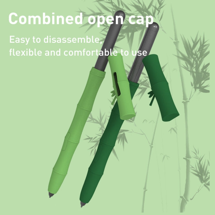 Silicone gel stylus case bundle in light and dark green with open caps