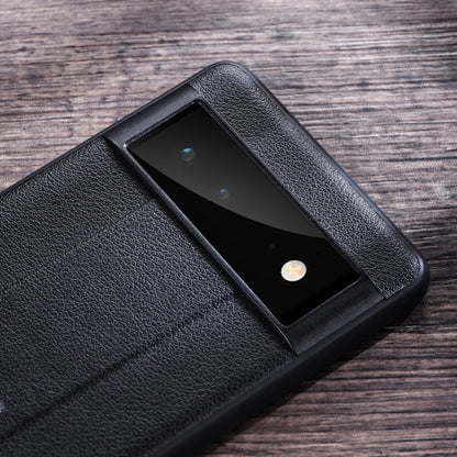 Leather-texture protective phone case with centered strap-like metal holder, black