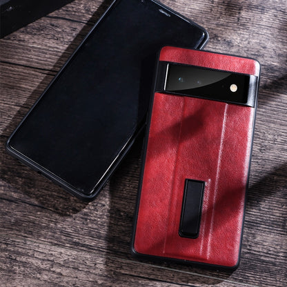 Red and black leather-texture protective phone cases with metal holder and camera cutouts