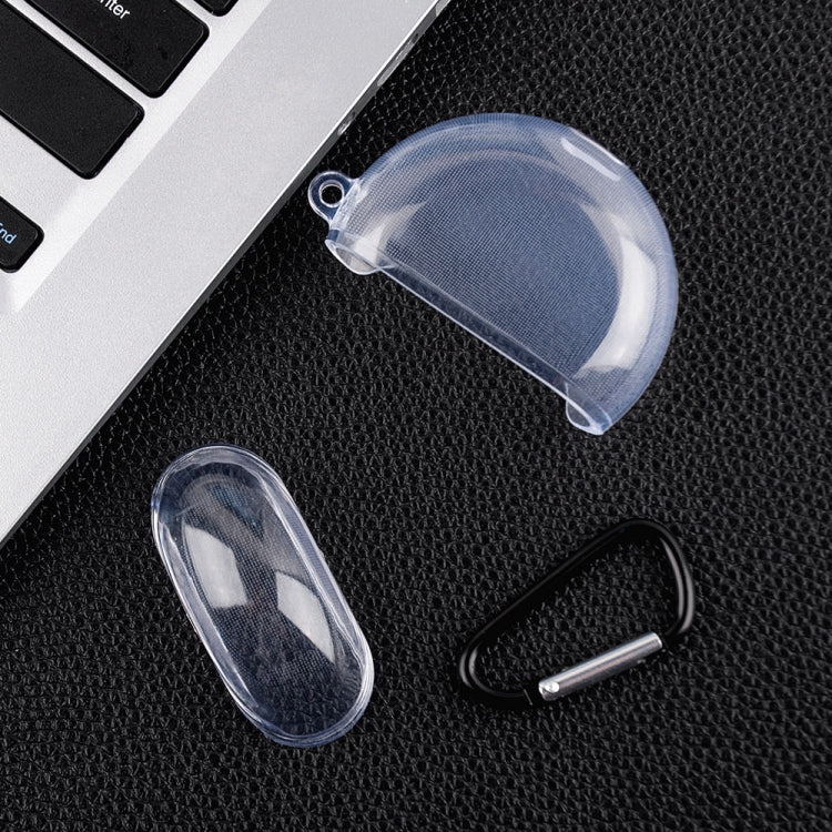 Transparent TPU earbud case cover set with earbud slots and carabiner keychain clip