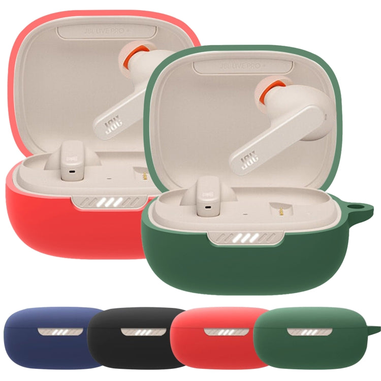 Assorted silicone earbud cases for JBL Live Pro+ in red, navy, black, and green