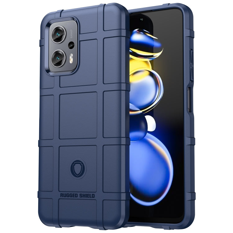 Blue rugged shockproof TPU phone case with raised camera cutouts