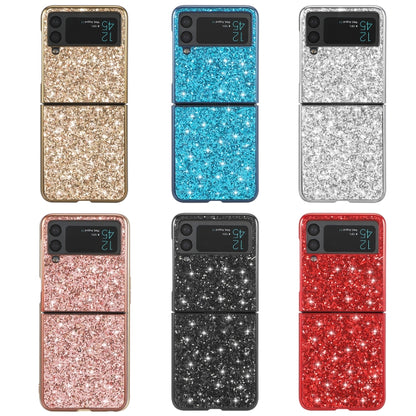 Glitter TPU Galaxy Z Flip4 case assortment: gold, blue, silver, pink, black, red