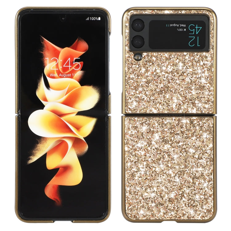 Glitter TPU phone case for Samsung Galaxy Z Flip4, gold with rose-gold sparkle