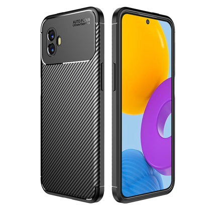 Black carbon-fiber texture shockproof TPU phone case with cutouts and camera openings