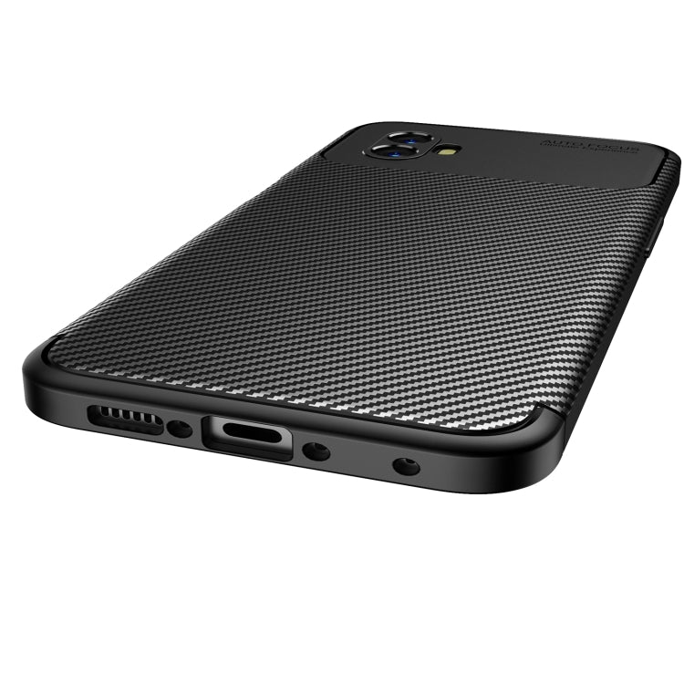 Black carbon-fiber texture phone case with side button and port openings