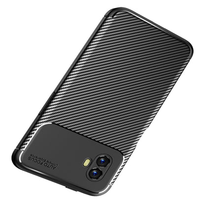 Black carbon-fiber texture phone case with dual camera holes and flash opening