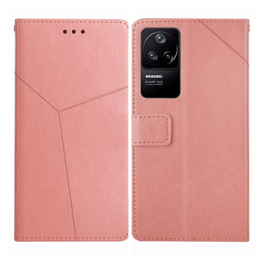 Rose gold leather flip phone case with Y stitching and camera cutout