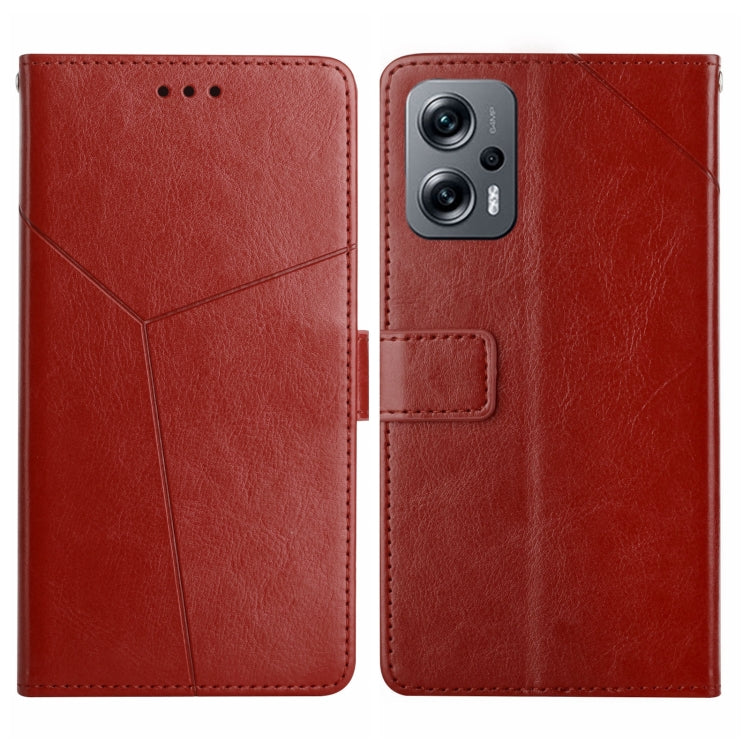 Red leather flip phone case with Y-stitch design, front flap and rear camera opening