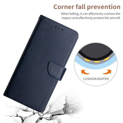 Dark blue leather flip phone case with front flap and corner cushion protection