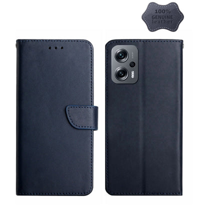 Dark blue leather flip phone case, front cover and back camera-side view