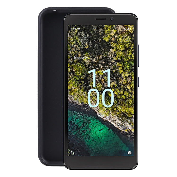 Black TPU phone case with front cutouts and camera openings for a Nokia-style phone