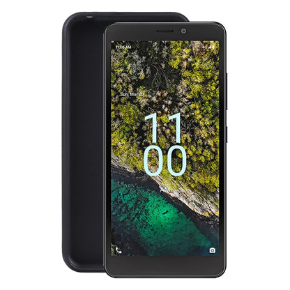 Black TPU phone case with front cutouts and camera openings for a Nokia-style phone