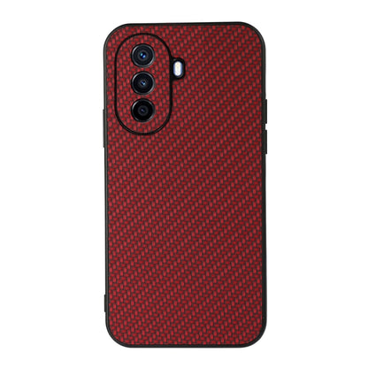 Red carbon fiber texture shockproof phone case with camera cutout