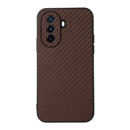 Brown carbon fiber texture shockproof phone case with camera cutout