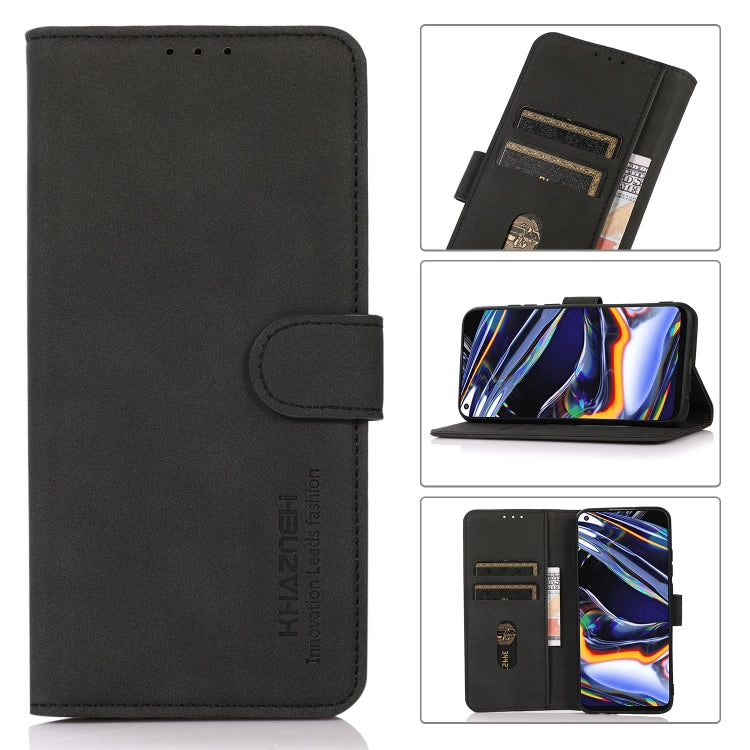 Black matte texture leather folio phone case with front flap and card-slot interior