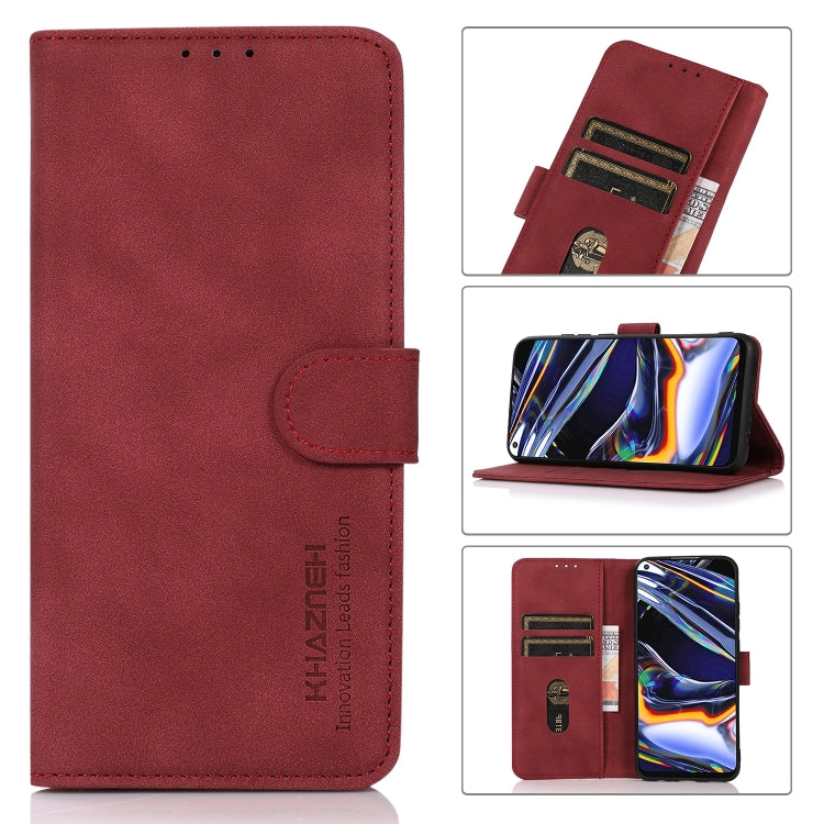 Red matte leather folio phone case with card holder and kickstand