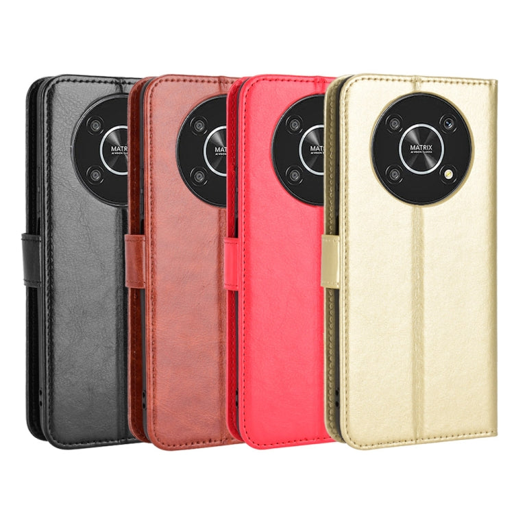 Multi-color crazy horse texture flip phone leather cases with circular camera cutouts