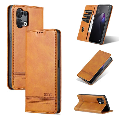AZNS magnetic flip leather phone case, tan with stitched edges and magnetic flap
