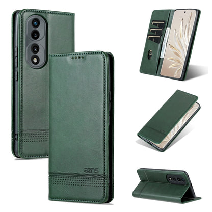 Green magnetic flip leather phone case with card slot and stand, rear camera cutouts