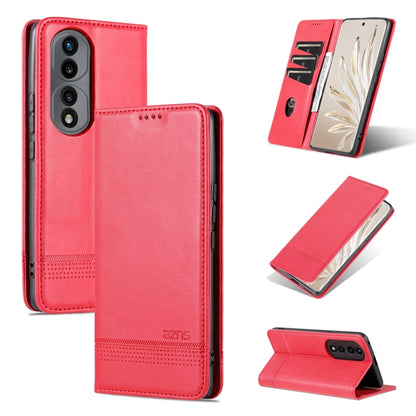 Red magnetic flip leather phone case with card slot and stand, rear camera cutouts
