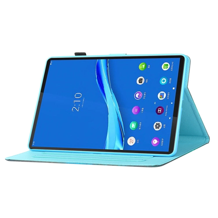 Teal smart folio tablet case with stand open, showing screen view