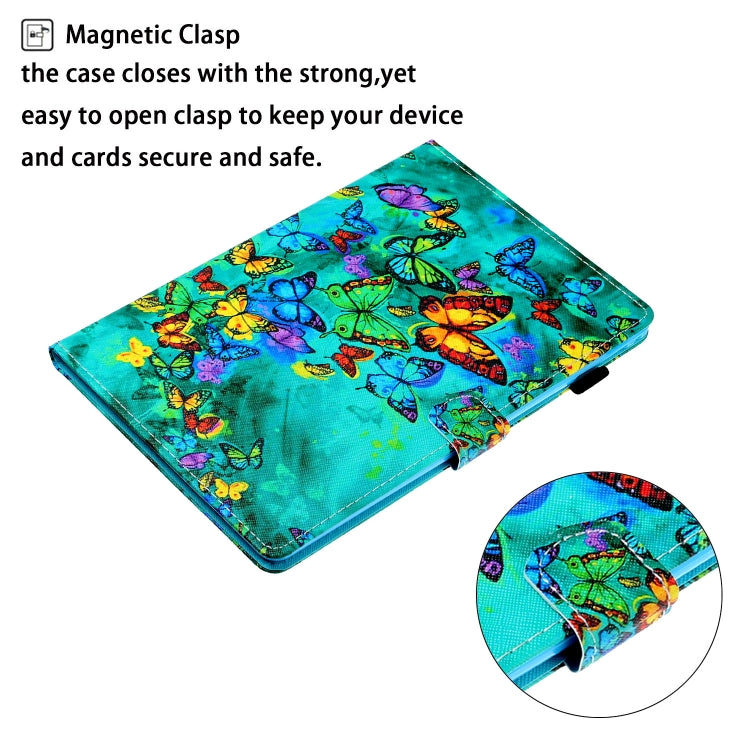 Teal butterfly print tablet folio case with magnetic clasp