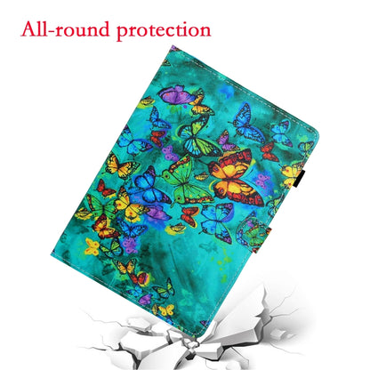 Teal butterfly print tablet case with folio cover for all-around protection