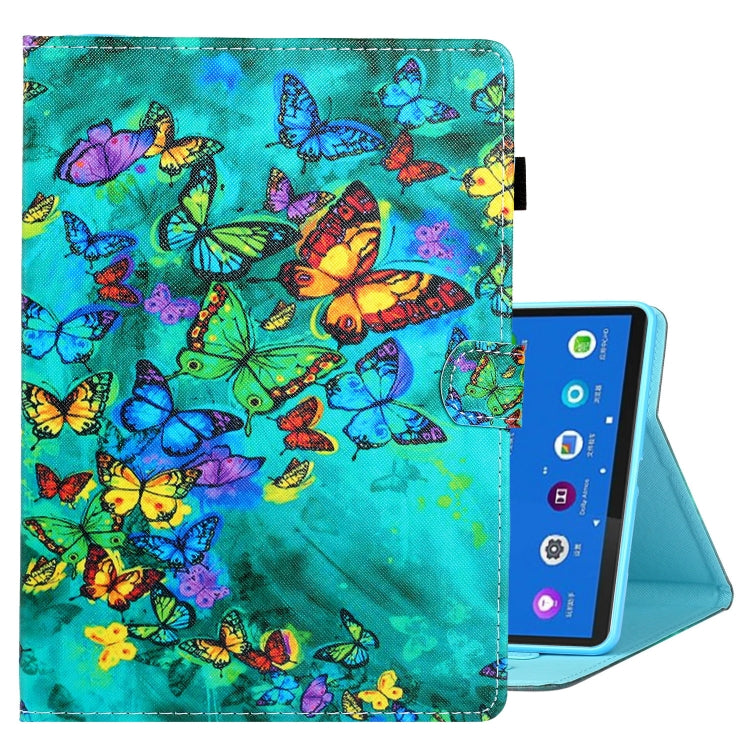 Teal butterfly smart leather tablet case with fold stand and front cover