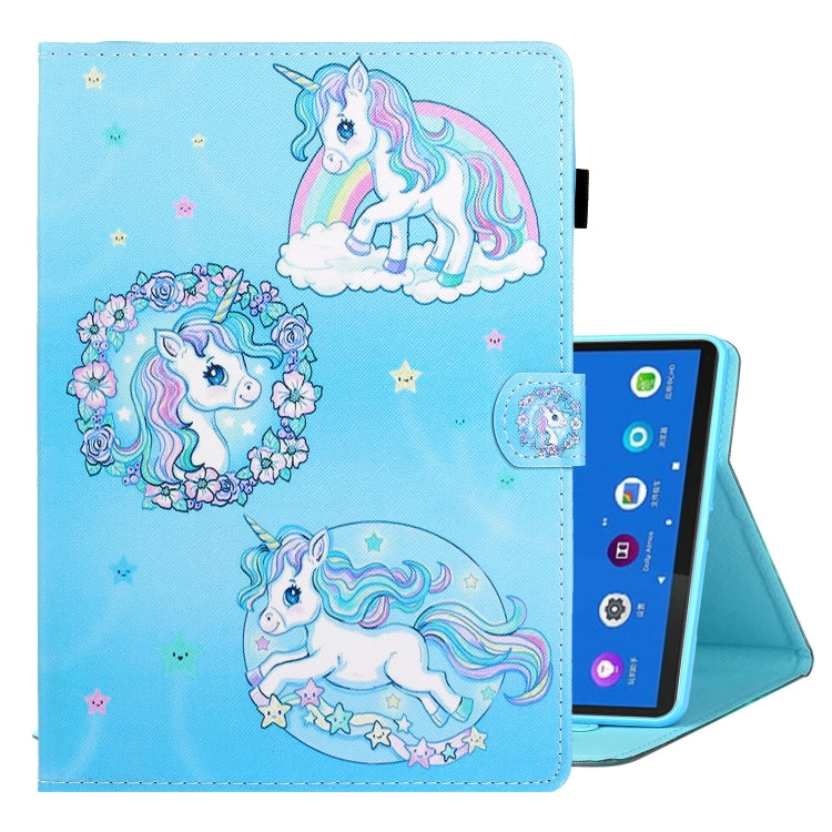 Smart leather tablet case with pastel unicorn print and star confetti pattern