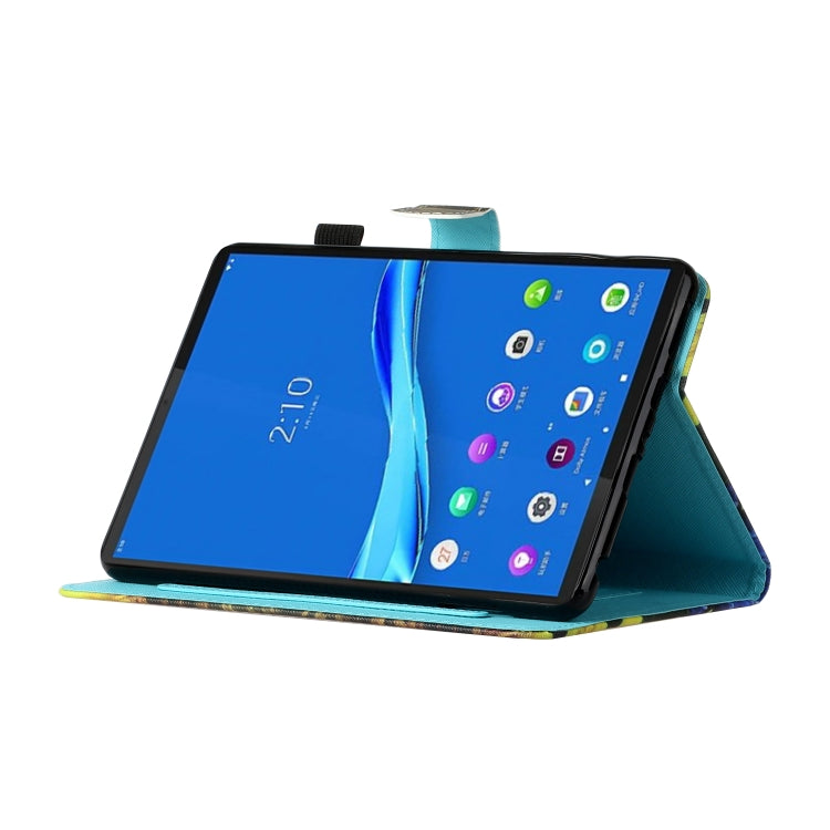 Smart leather tablet case folio with stand cover shown open over tablet screen.
