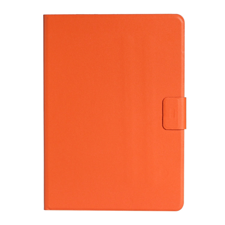 Orange folio tablet case with fold-over cover and rectangular snap strap