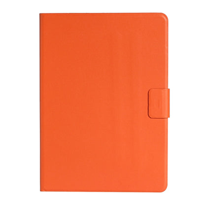 Orange folio tablet case with fold-over cover and rectangular snap strap