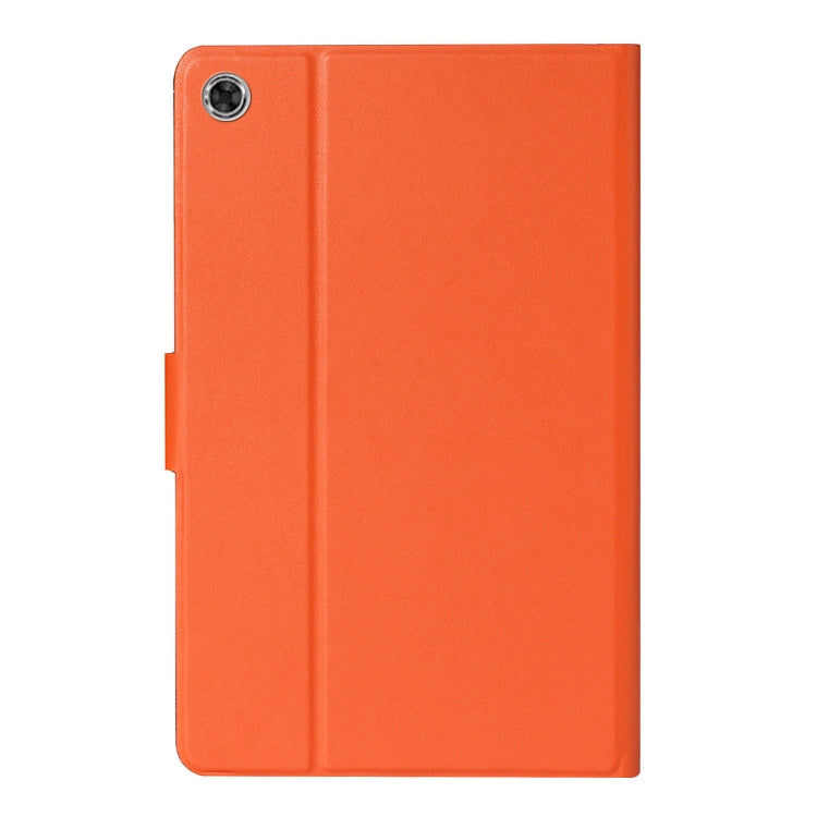 Orange smart tablet case with camera cutout and side fold seam