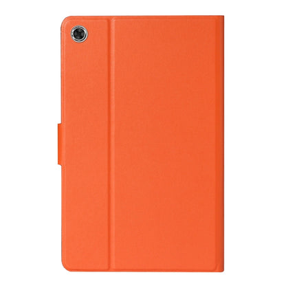 Orange smart tablet case with camera cutout and side fold seam