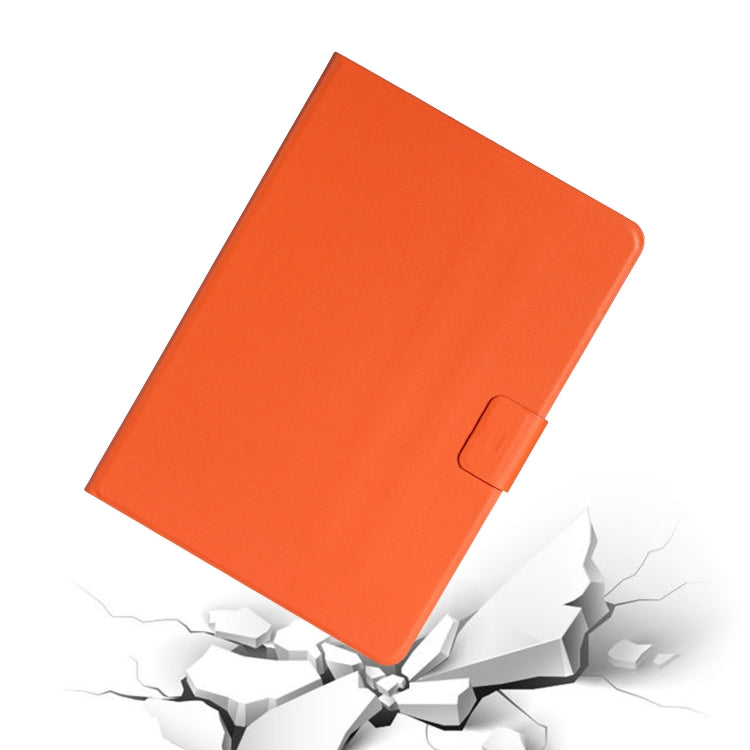 Orange smart leather folio tablet case with fold-over cover and side snap tab