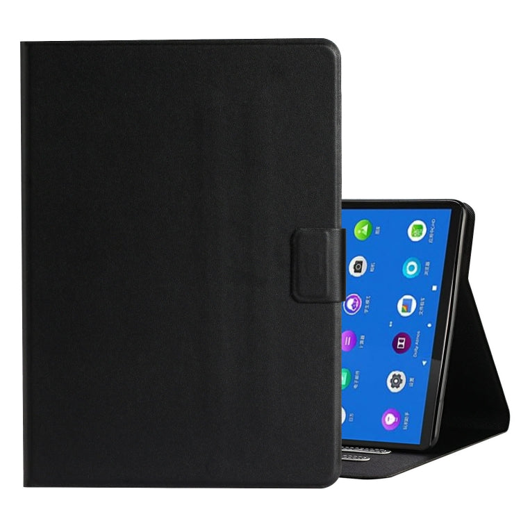 Black smart leather tablet case with side clasp and open viewing stand