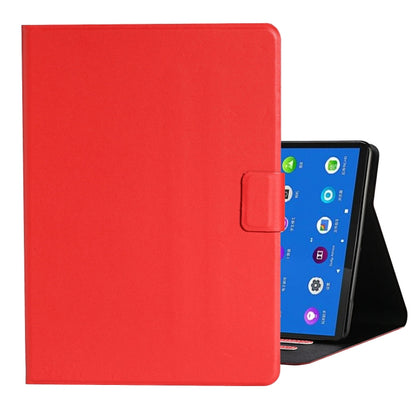 Red-orange smart leather tablet case open with fold-over cover and magnetic strap