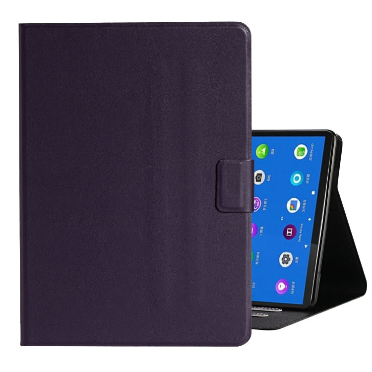 Purple smart leather tablet case with side clasp and open viewing stand