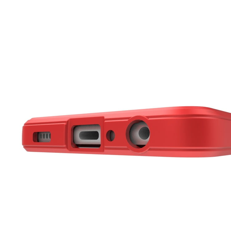 Magic Shield TPU + flannel phone case in red with side button and port openings