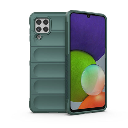 Green TPU phone case with flannel lining, raised camera cutouts and ribbed side texture