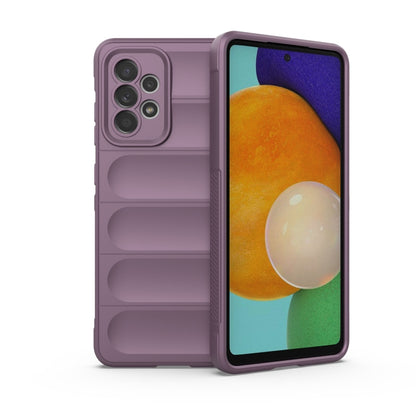 Lavender TPU phone case with flannel lining, raised camera cutouts and ribbed side texture
