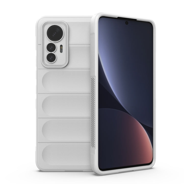White TPU phone case with flannel lining, protective side rails and camera cutouts