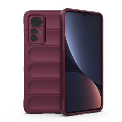 Wine red TPU phone case with flannel lining, rugged design with camera openings