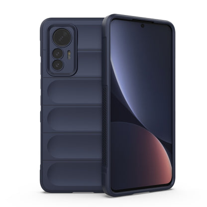 Dark blue TPU phone case with flannel lining, durable shell with camera cutouts
