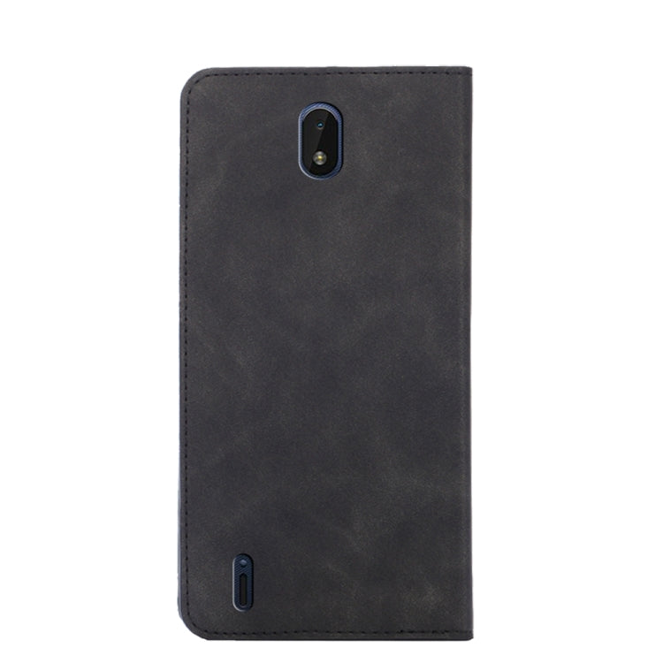 Magnetic horizontal flip leather phone case, black; back with camera and port cutouts
